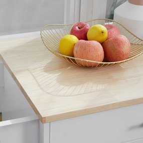 HOMCOM Cărucior de bucătărie pe roți cărucior de servire insulă de bucătărie cu sertar, dulap și suport pentru prosoape - alb | Aosom Romania