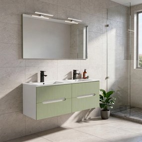 Trent Mobilier de baie 120 cm lavoar ceramic cu oglindă 60x120 cm alb-verde deschis