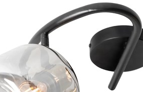 Plafoniera cu spoturi neagră cu sticlă fumurie rotundă cu 3 lumini - Zuzanna