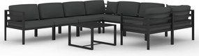 vidaXL Set mobilier de grădină cu perne, 9 piese, antracit, aluminiu