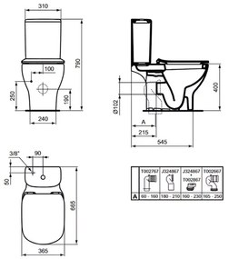 Rezervor pe vas wc Ideal Standard Tesi negru mat cu alimentare inferioara