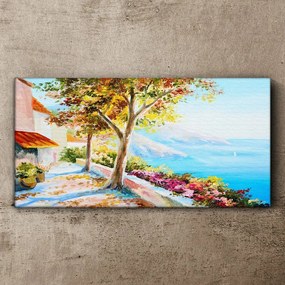 Tablou canvas flori copaci mare cer