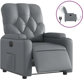vidaXL Fotoliu rabatabil electric, gri, piele ecologică