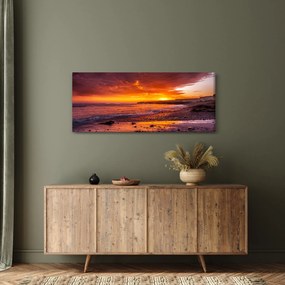 Tablou cu apus de soare la mare (120x50 cm)