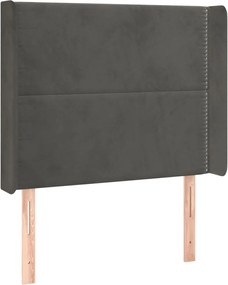 vidaXL Tăblie de pat cu aripioare gri închis 103x16x118/128 cm catifea