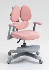 RIKKY Scaun ergonomic pentru copii, spatar si suport lombar reglabile, huse detasabile, suport picioare reglabil, rotativ, Roz