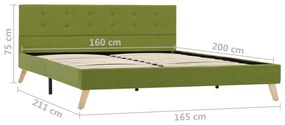 Cadru de pat, verde, 160 x 200 cm, material textil Verde, 160 x 200 cm