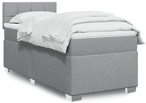 vidaXL Pat box spring cu saltea, gri deschis, 100x200 cm, textil