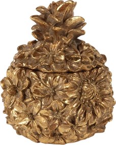 Cutie decorativă din polirășină, auriu, model floral, 12,5 x 10,5 cm, „Bouquet”
