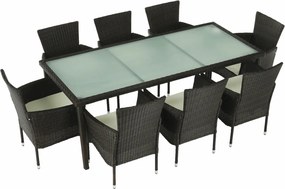 Set gradina MENIBOR, maro/bej, ratan artificial/sticla temperata/otel,