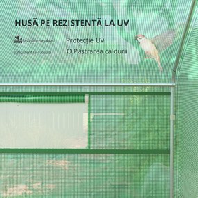 Outsunny Seră de grădină 4 x 3 x 2m cu uși rulabile și ferestre mari, seră tip tunel de grădină, verde | Aosom Romania