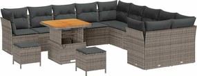 vidaXL Set de canapele pentru grădină 13 pcs Gri poliratan