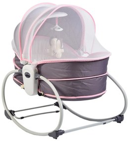 Balansoar 5 in 1 cu vibratii pentru copii si bebelusi NOVOKIDS ™ Mastela Bassinet, transformabil in landou si scaun copii, cu melodii, Mov