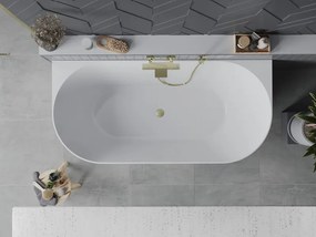 Mexen Oval Slim cadă de baie independentă montată pe perete 170 x 80 cm, albă, preaplin auriu periat - 52661708000-55