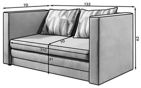 Canapea gri extensibilă cu tapițerie din chenille 132 cm Neva – ELTAP