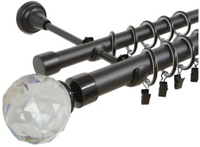 Galerie dubla kula cristal negru 25/19mm (Alege marime: 320 cm)
