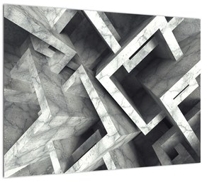 Tablou pe sticlă cu cuburi abstracte (70x50 cm)