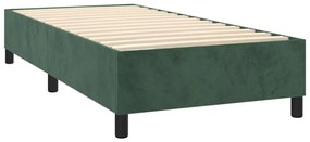 Pat box spring cu saltea, verde inchis, 90x190 cm, catifea Verde inchis, 90 x 190 cm, Design cu nasturi