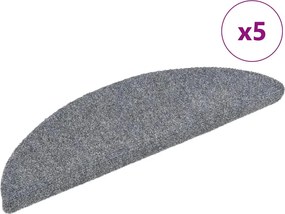 vidaXL Covorașe pentru scări autoadezive, 5 buc., 56x17x3 cm, gri deschis, semirotunde