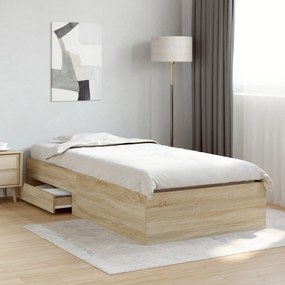 vidaXL Cadru de pat, stejar sonoma, 90x190 cm, lemn prelucrat