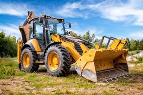 Ilustrație Yellow earth mover in construction site, ewg3D