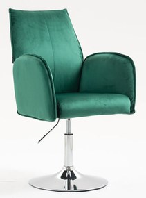 HR280N Scaun Verde din Catifea cu Bază Cromata