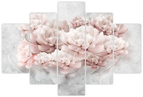 Tablou - Flori roz pe perete (150x105 cm)
