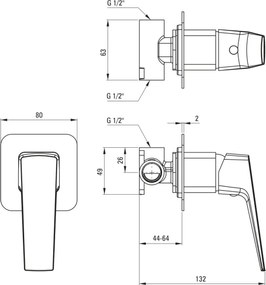 Blur Baterie pentru duș, îngropat, fără comutator de duș BQL_D44L