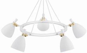 Lustră pe tijă CHARLOTTE 5xE27/15W/230V albă/aurie Argon 2117