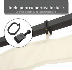 Outsunny Plasă Anti-Țânțari pentru Foișor, Perdele Universale cu Balamale, 352x207cm, Negru și Bej | Aosom Romania