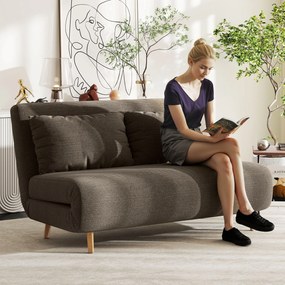 HOMCOM Canapea extensibilă, pat pentru oaspeți, spătar reglabil 3 trepte, aspect reiat, până la 120 kg, 141 x 90 x 81 cm, maro închis | Aosom Romania