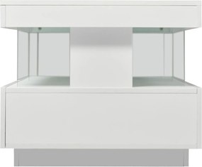 Masă de cafea modernă cu finisaj lucios, iluminare LED, 2 sertare, 100x60x49,5 cm, Alb