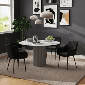 HOMCOM Set 2 Scaune Tapițate în Stil Nordic cu Brațe și Picioare din Oțel pentru Sufragerie, 54x57x80 cm, Negru | Aosom Romania