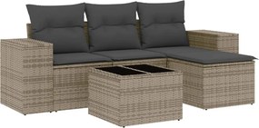 vidaXL Set canapea de grădină cu perne, 5 piese, gri, poliratan