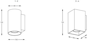 Aplica up/down SANDY WL SQUARE, negru