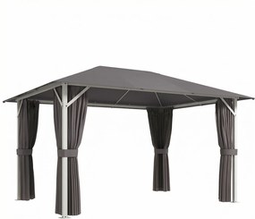 Outsunny Pavilion cca. 4x3 m Rezistent la apă Stabil Rezistent la iarnă Pavilion de grădină cu plasă anti-țânțari 4 părți laterale Ventilație Orificii de drenaj | Aosom Romania