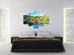 Tablou cu lac în jungla din Seychelles (150x105 cm)