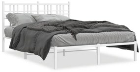 376370 vidaXL Cadru de pat metalic cu tăblie, alb, 120x190 cm
