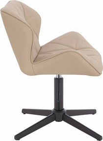 HR111CROSS Scaun Crem Piele Ecologica Premium Soft cu Bază Neagră