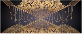 Tablou - Mandala aurie cu săgeți (120x50 cm)