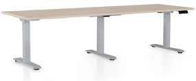 Masa inaltime reglabila OfficeTech Long, 240 x 80 cm, bază gri, stejar