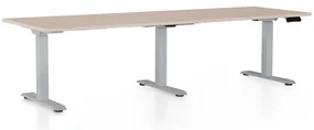 Masa inaltime reglabila OfficeTech Long, 240 x 80 cm, bază gri, stejar