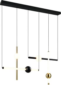 Lustră neagră/aurie LED cu intensitate reglabilă Melita – Trio