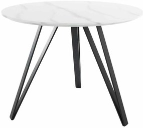Masă de bucătărie Tetis, 100 cm diametru, marmură / negru