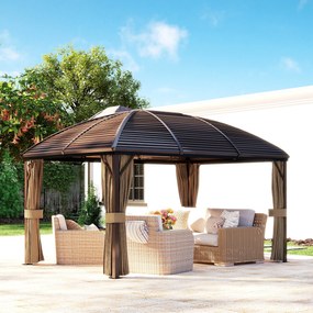Outsunny Pavilion de grădină, cort petrecere, cort festiv, 4 x panouri laterale duble, impermeabil, 2 cârlige pentru felinare, aprox. 4 x 3 x 2,8 m, maro | Aosom Romania