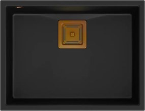 Chiuveta compozit sub blat Quadron Unique David 50 negru carbon - cupru 55x42 cm