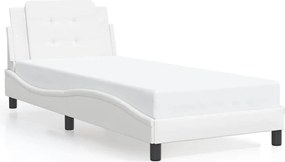 vidaXL Cadru de pat fără saltea, Zadar, alb, 100x203 cm, piele ecologică