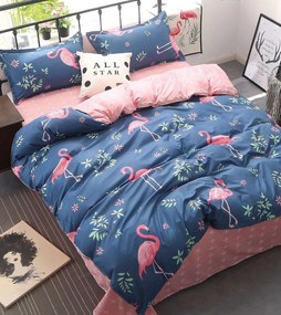 Lenjerie de pat din bumbac FLAMIRA albastru-roz Dimensiune lenjerie de pat: 70 x 90 cm | 140 x 200 cm