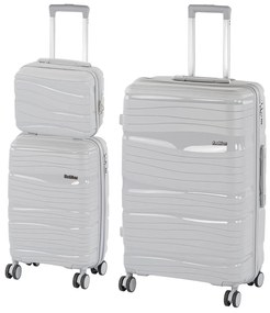 TraveLux Voyager IX gurulós bőrönd szett szürke
