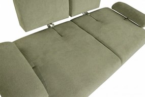 Canapea extensibilă cu 3 locuri din bumbac, verde, spătar rabatabil, picioare sferice din lemn, material rezistent la pete, 95 x 245 x 125 cm,